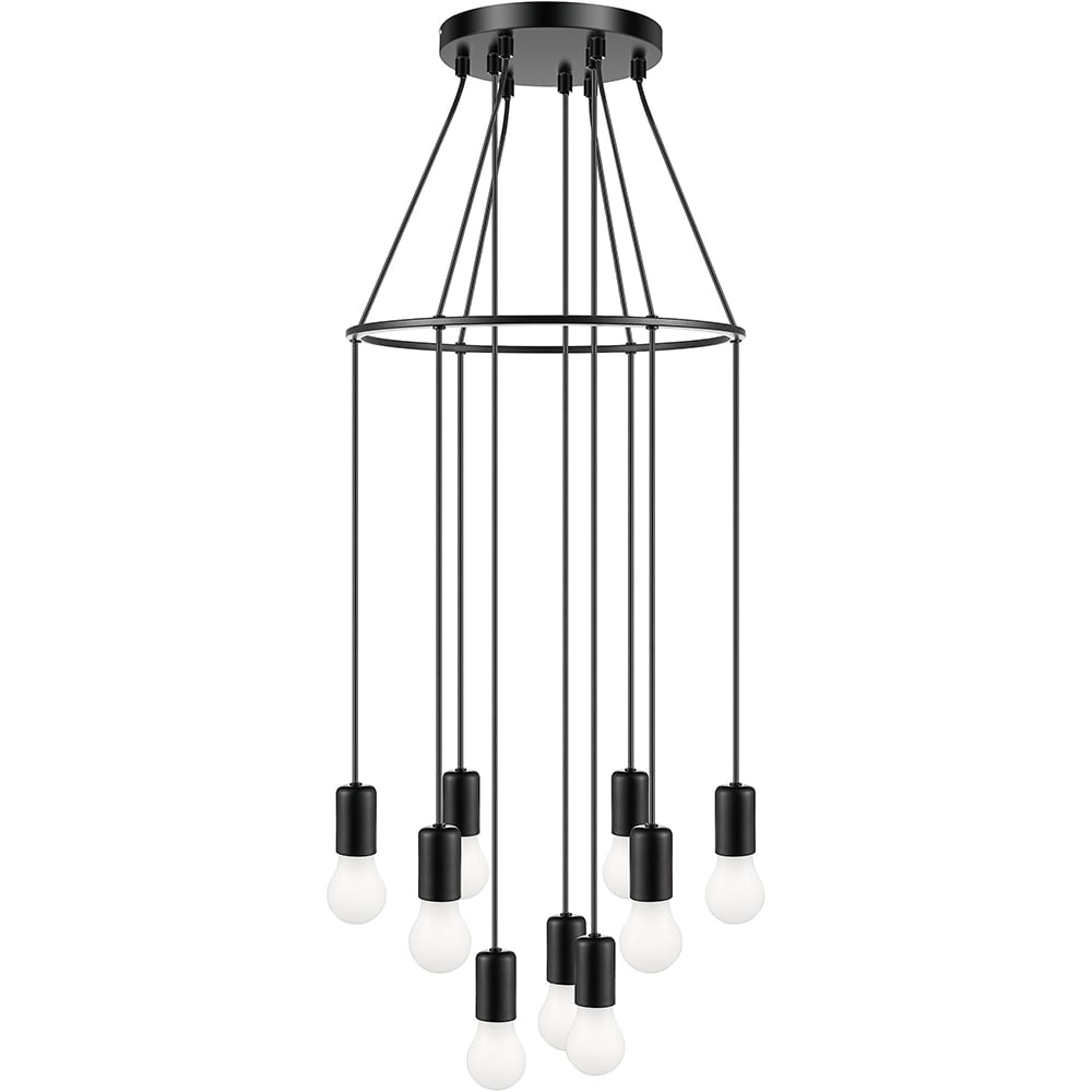 Pendul cu 9 becuri GOODHOME Lognes, E27, 28W, IP20, negru