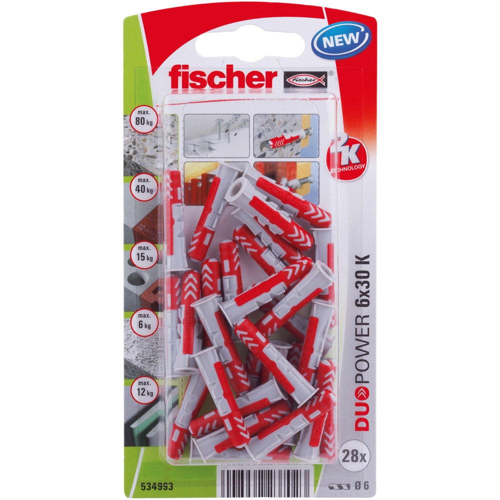 Set dibluri FISCHER DuoPower,  6 x 30mm, 28 bucati