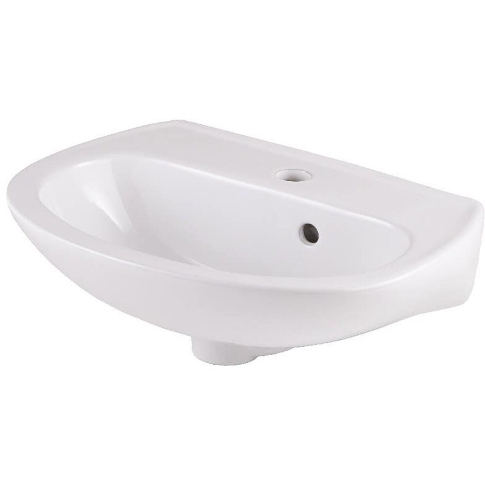 Lavoar baie GOODHOME Zuari, ceramica, montare pe perete, 46 x 34 cm, alb lucios
