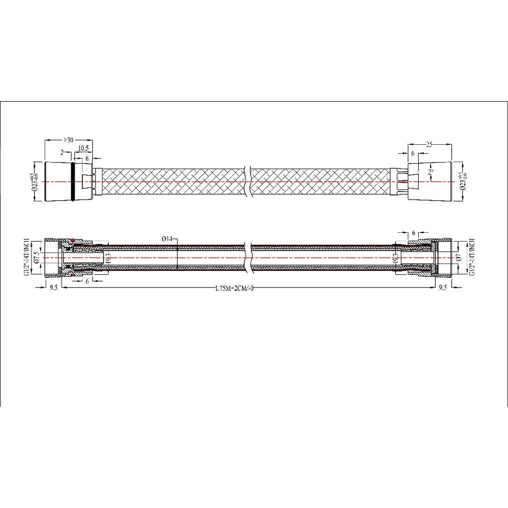 Furtun de dus GOODHOME 100654908, 1.75 m, negru