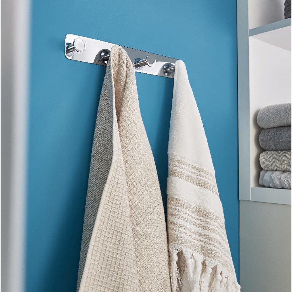 Cuier baie cu 4 agatatoare Koros GOODHOME, 25.7 x 2 x 4 cm, otel, argintiu