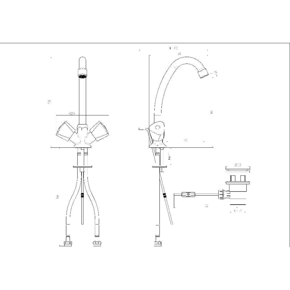 Baterie lavoar GOODHOME Grenvik, dublu comanda, metal, argintiu