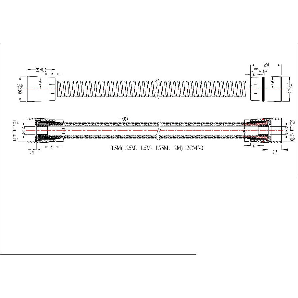Furtun de dus GOODHOME 100658703, 2 m, crom