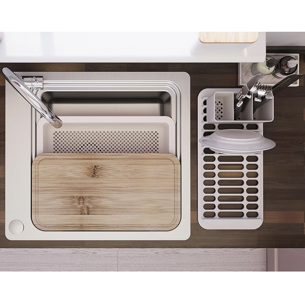 Chiuveta bucatarie GoodHome Romesco, 1 cuva, accesorii, inox