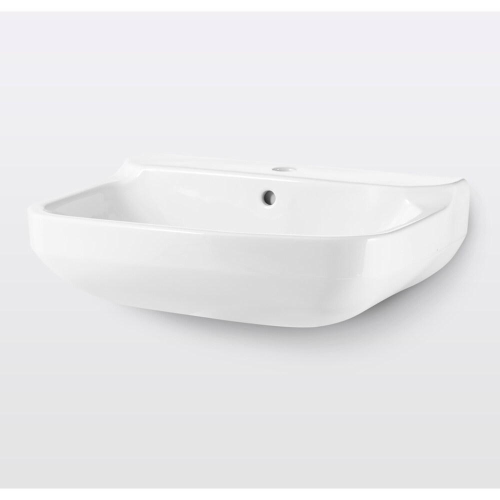 Lavoar baie GOODHOME Teesta, ceramica, montare pe perete, 56 x 40 cm, alb lucios