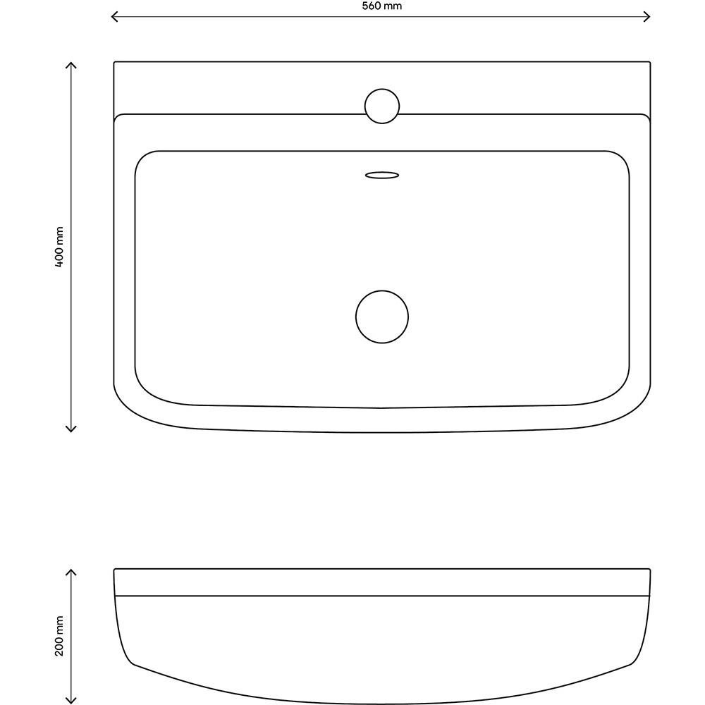 Lavoar baie GOODHOME Teesta, portelan, montare pe perete, 56 x 40 cm, alb lucios
