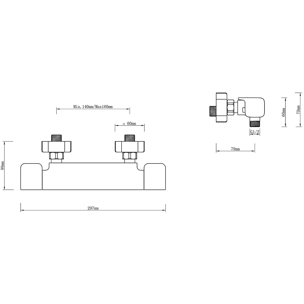 Baterie dus GOODHOME Teesta, termostat, alama, argintiu