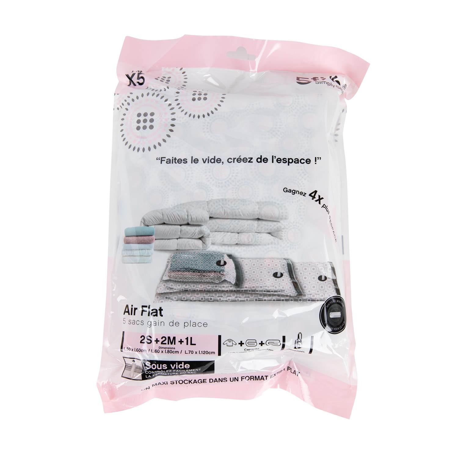 Set Saci Vidare Haine, 2S+2M+1L, 5 bucati