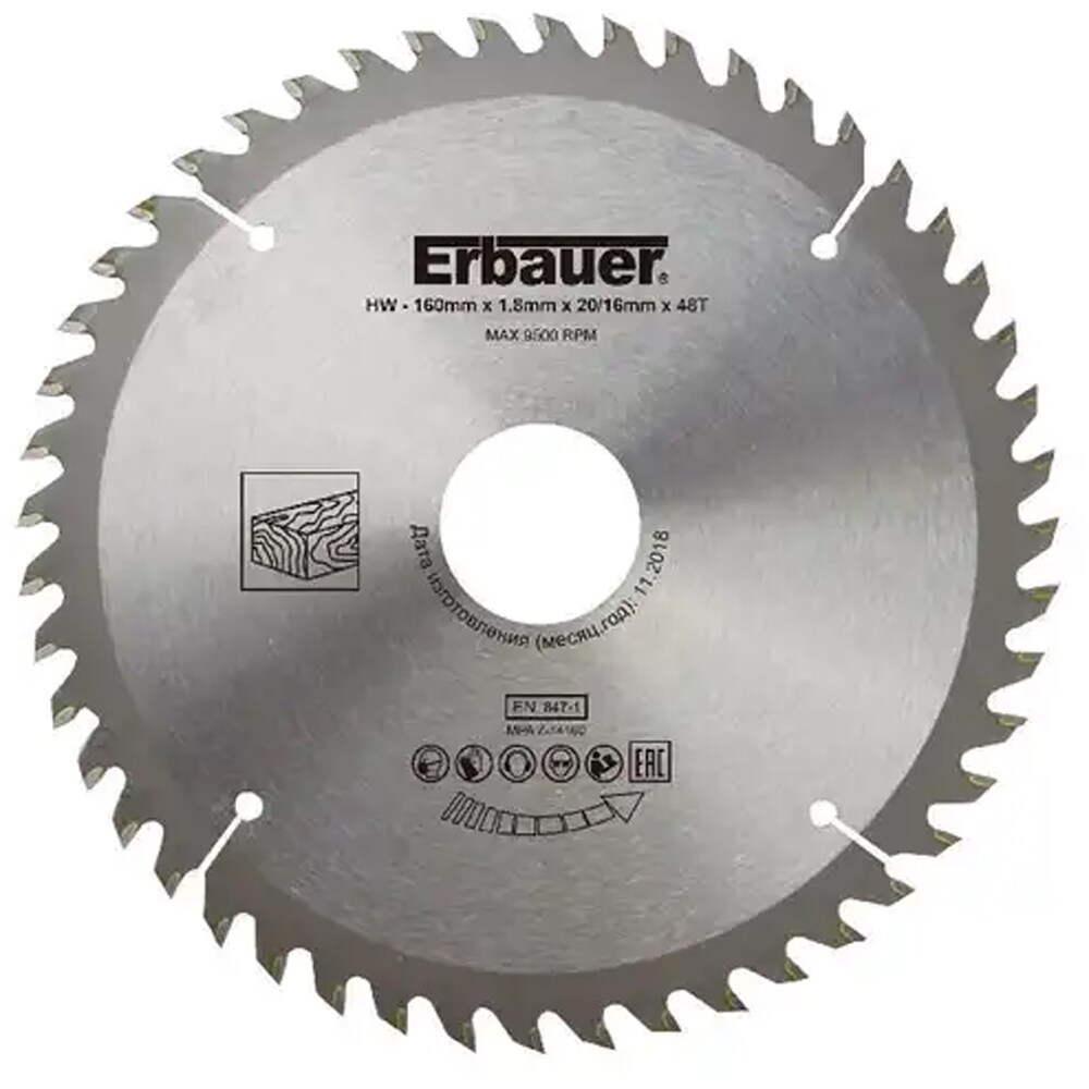 Disc debitare lemn ERBAUER 100691391, 16 x 2 cm, 24 dinti, bucsa 16/20