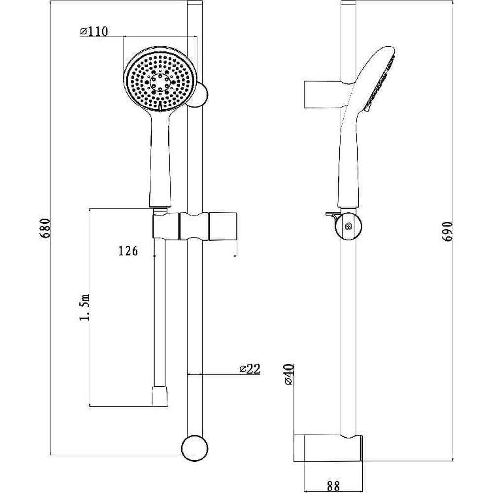 Set dus GOODHOME Cavally, 3 functii, crom
