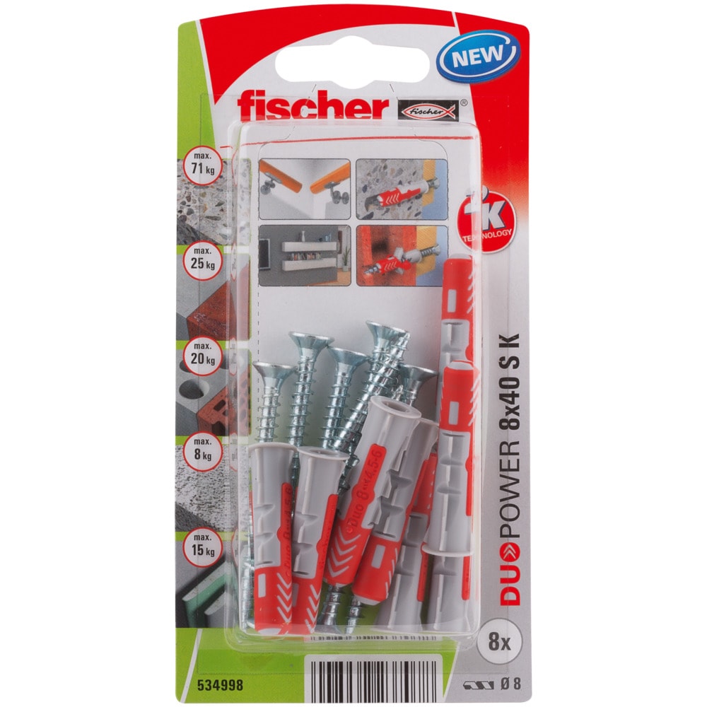 Set dibluri FISCHER DuoPower, 8 x 40mm, 8 bucati