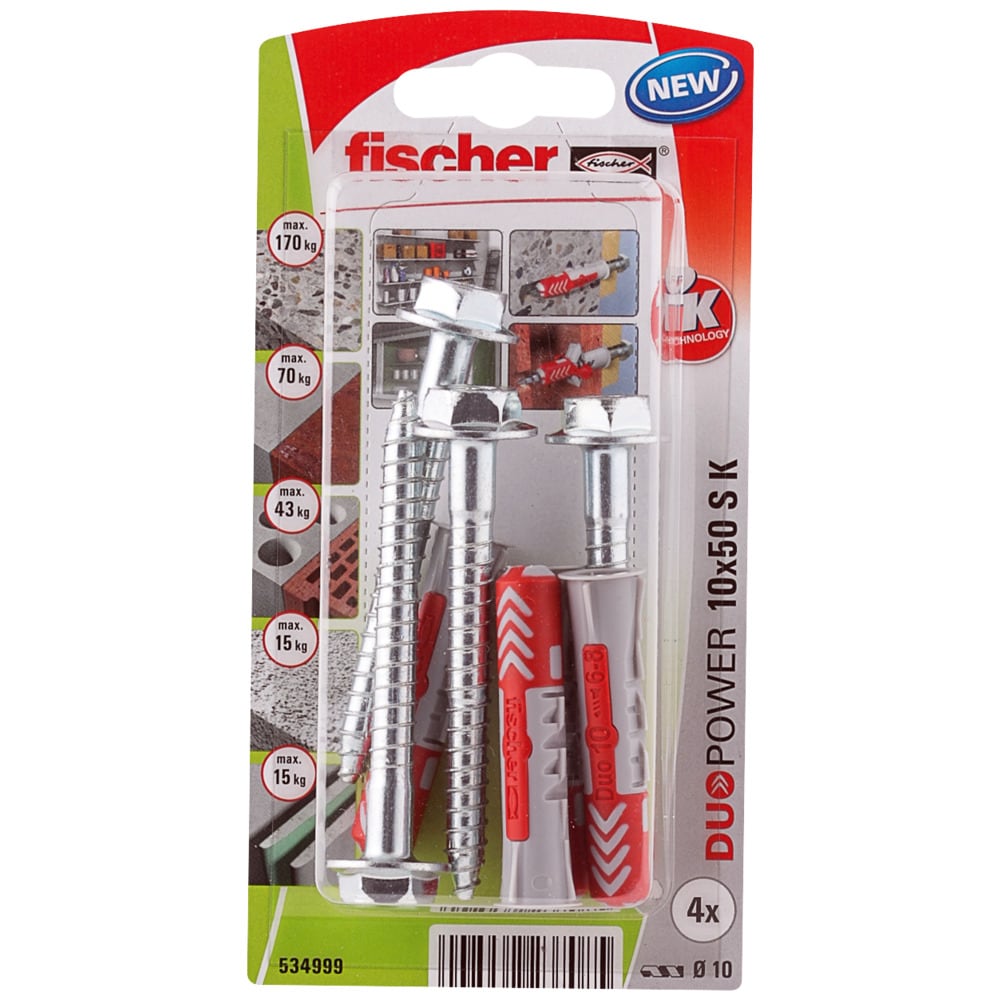 Set dibluri FISCHER DuoPower, 10 x 50mm, 4 bucati