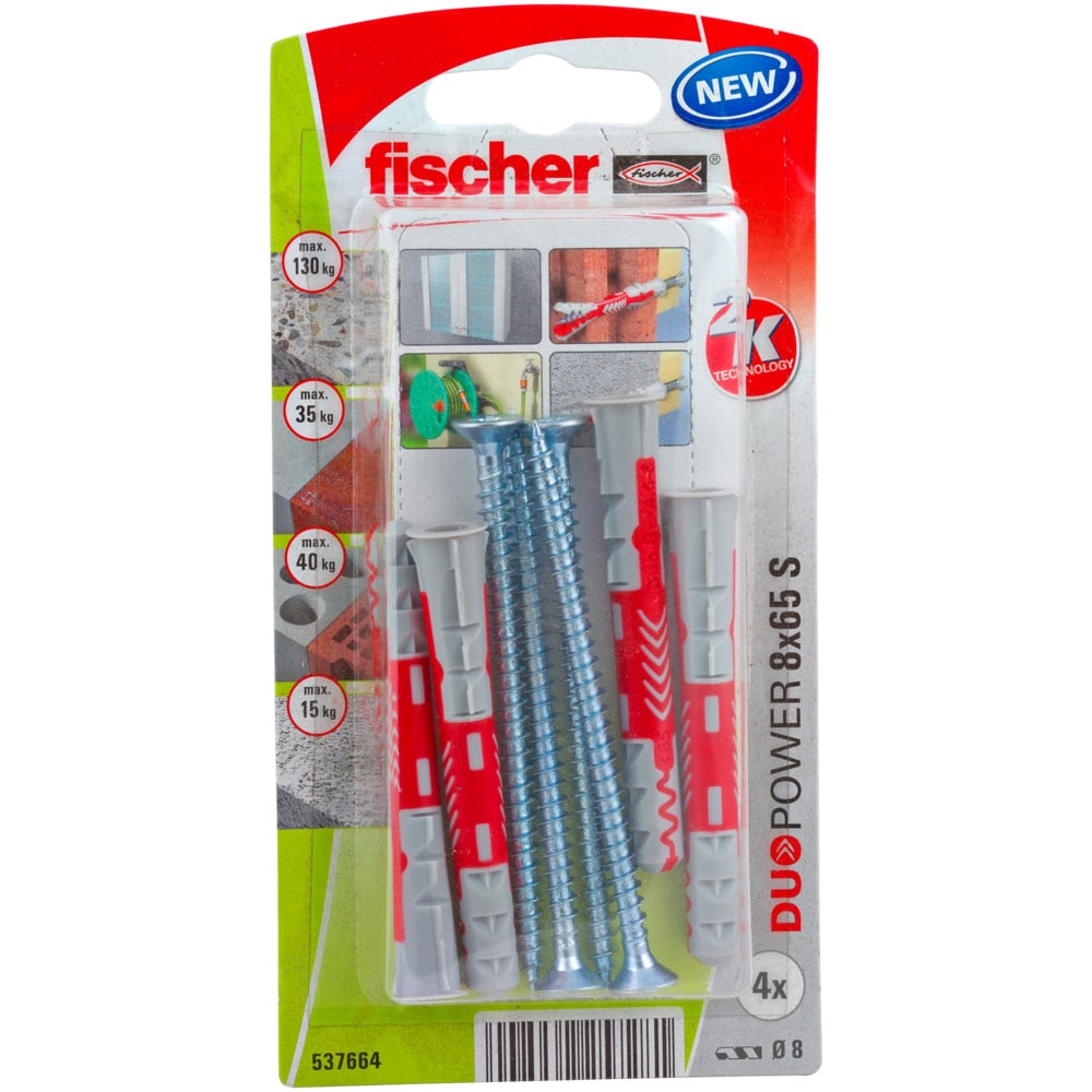 Set dibluri FISCHER DuoPower, 8 x 65mm 4 bucati