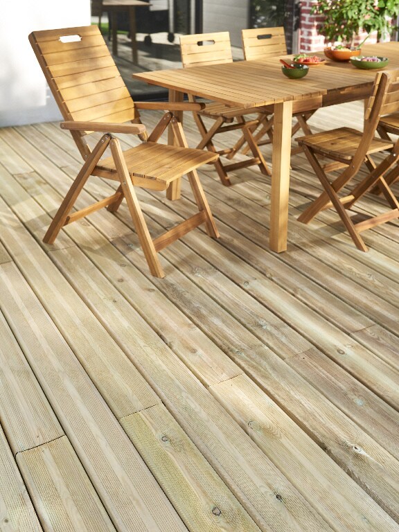 Dusumea pentru terasa BLOOMA, 240 x 14.4 x 2.7 cm, lemn de pin, maro