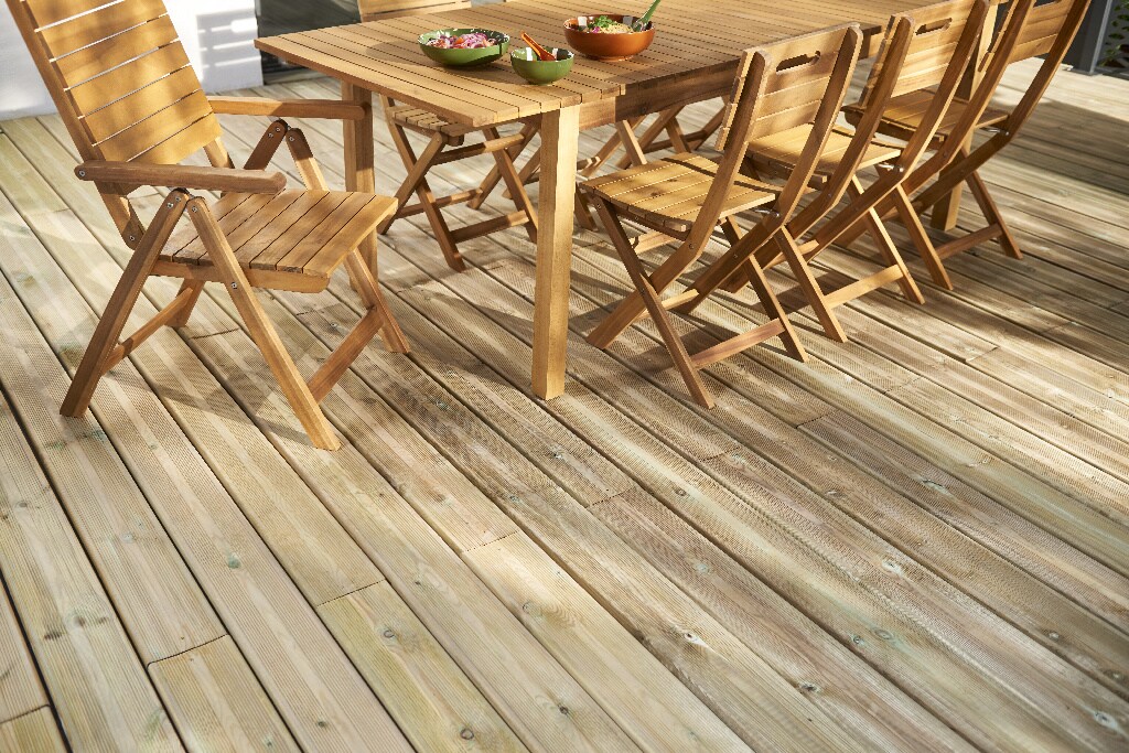 Dusumea pentru terasa BLOOMA, 240 x 14.4 x 2.7 cm, lemn de pin, maro