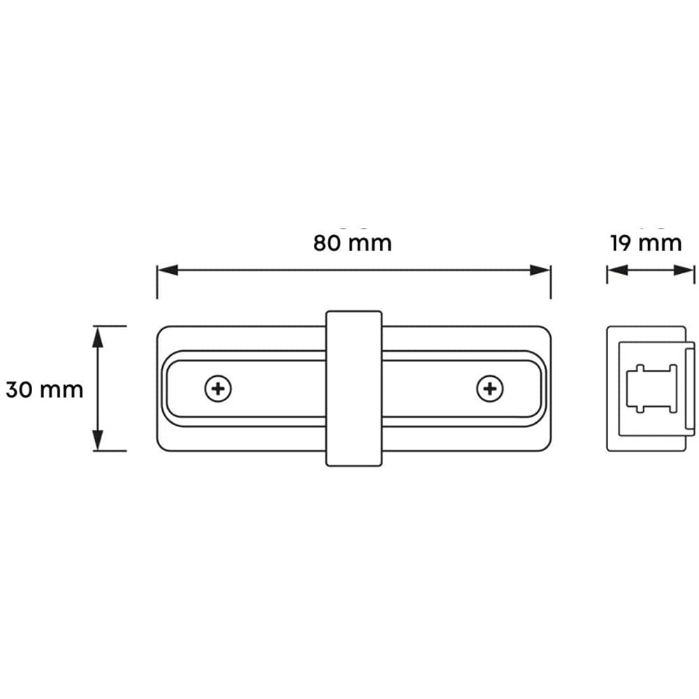 Conector sina in forma de I HOROZ Focus, 1 circuit, 8 x 4 cm, IP20, aluminiu/plastic, negru
