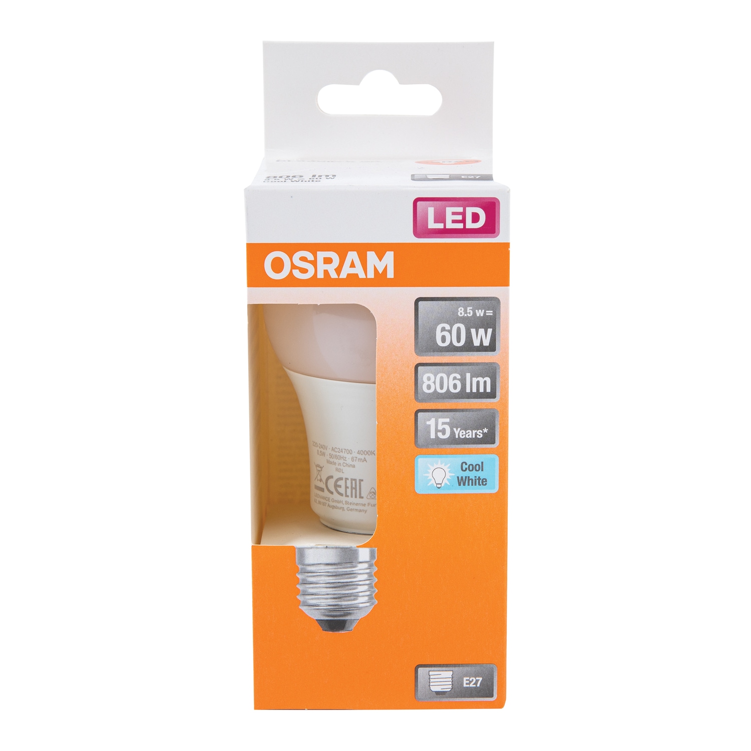 Bec LED OSRAM, E27, 8.5W, 806lm, 4000K