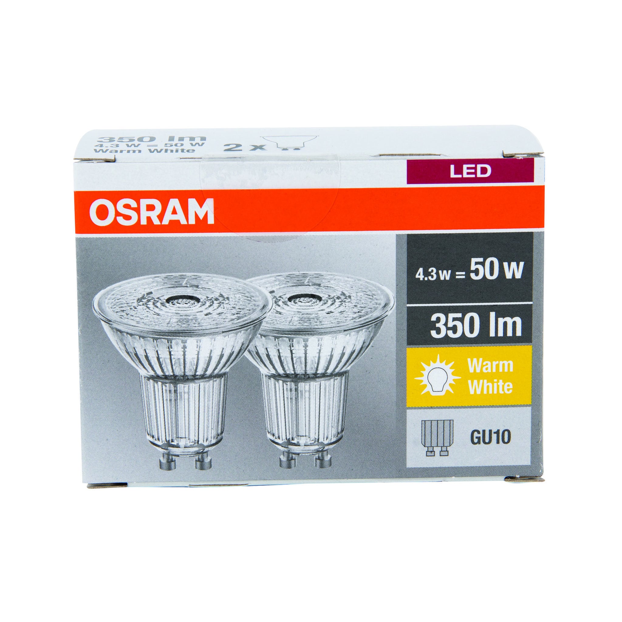 Spot LED OSRAM Base, 4.3W, 350lm, GU10, alb