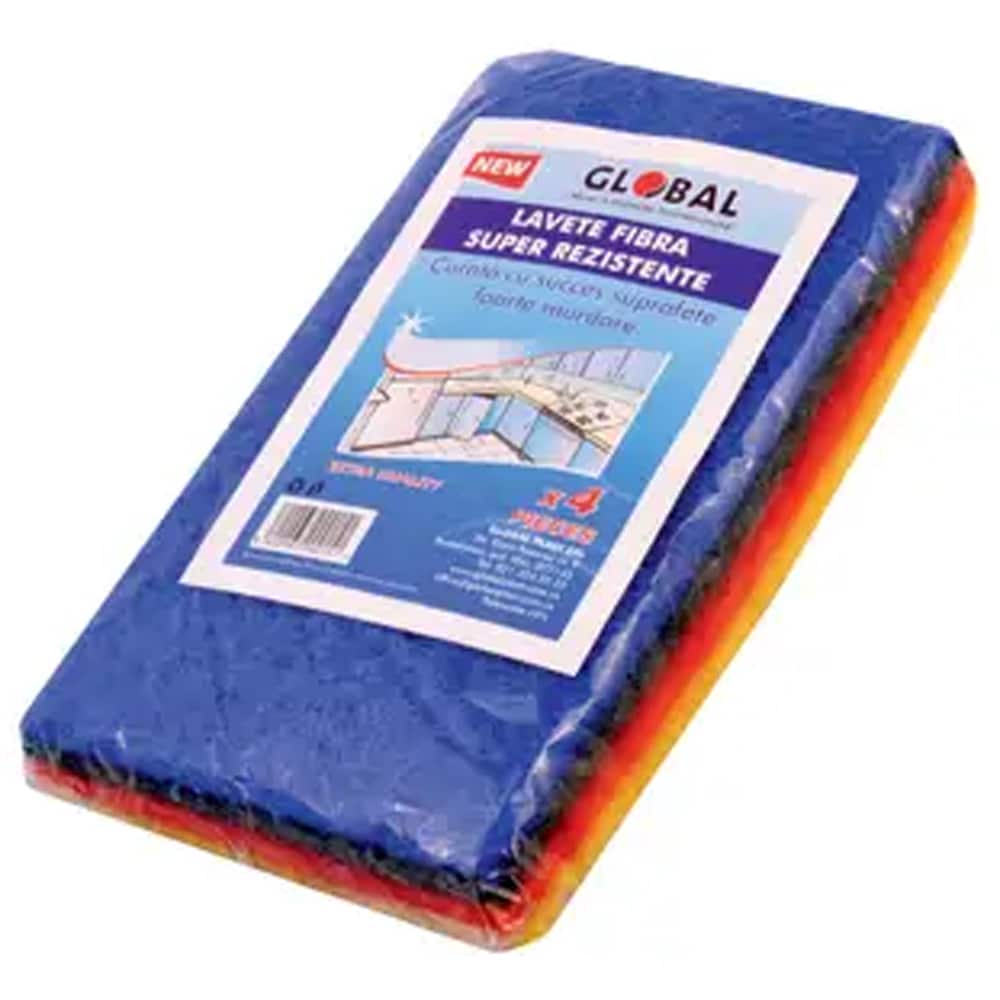 Set lavete fibra abraziva ZOREX Basic, 15 x 9 cm, 4 buc/set, multicolor