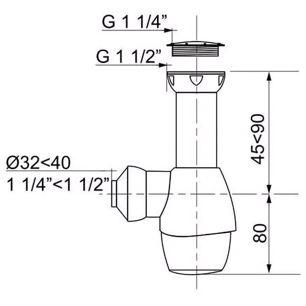 Sifon universal Wirquin 31180002, D 32-40 mm, alb
