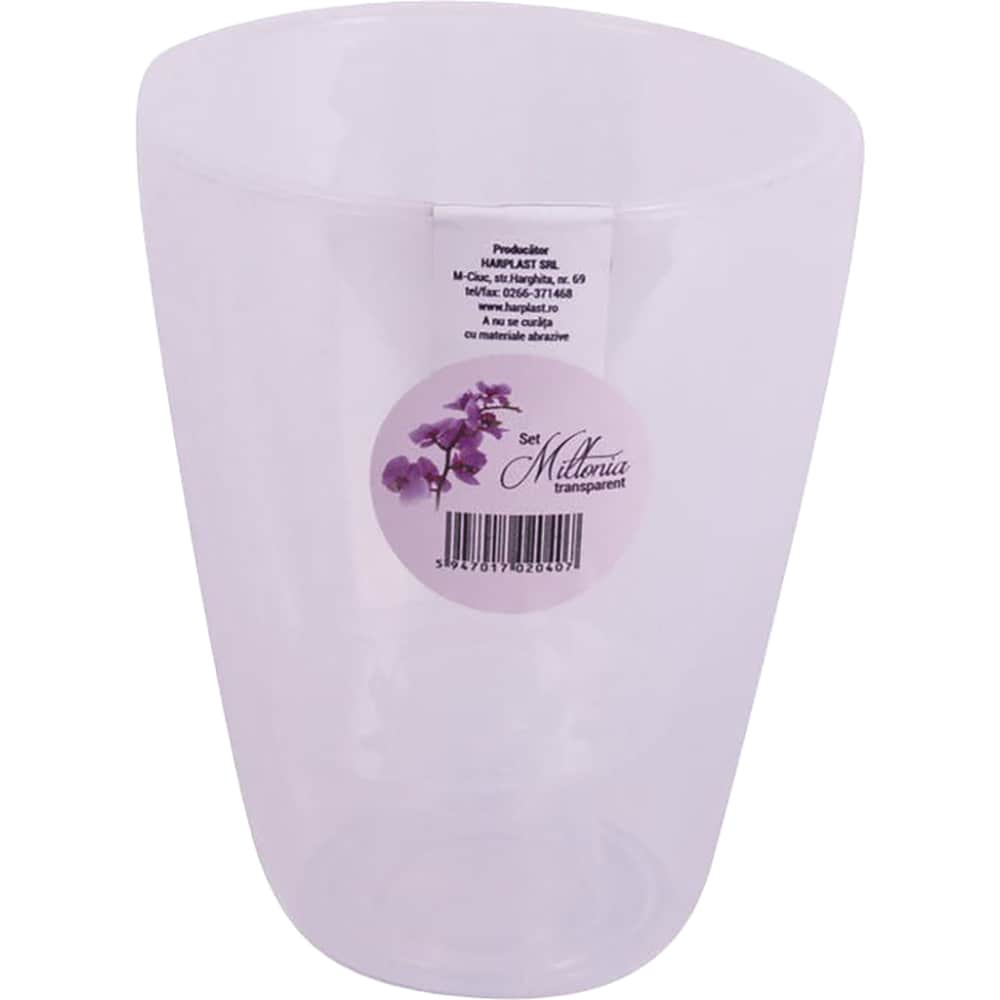 Set ghivece rotunde MILTONIA, plastic, transparent