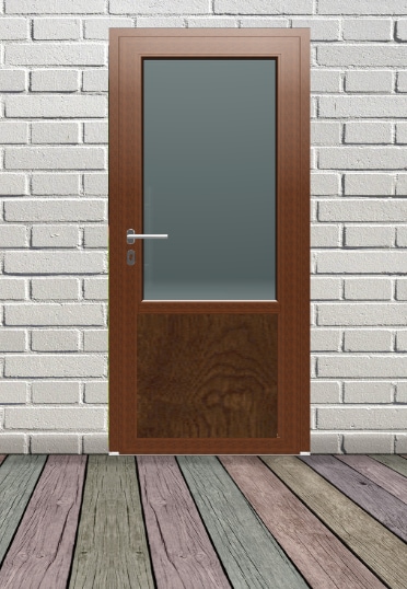 Usa exterior FENSTERWELT, cu geam, 6 camere, stanga, PVC, 88 x 205 cm, nuc