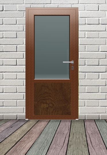 Usa exterior FENSTERWELT, cu geam, 6 camere, stanga, PVC, 88 x 205 cm, nuc