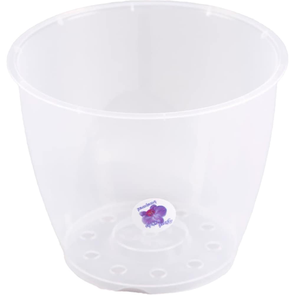 Ghiveci orhidee rotund, plastic, 16.3 cm, transparent