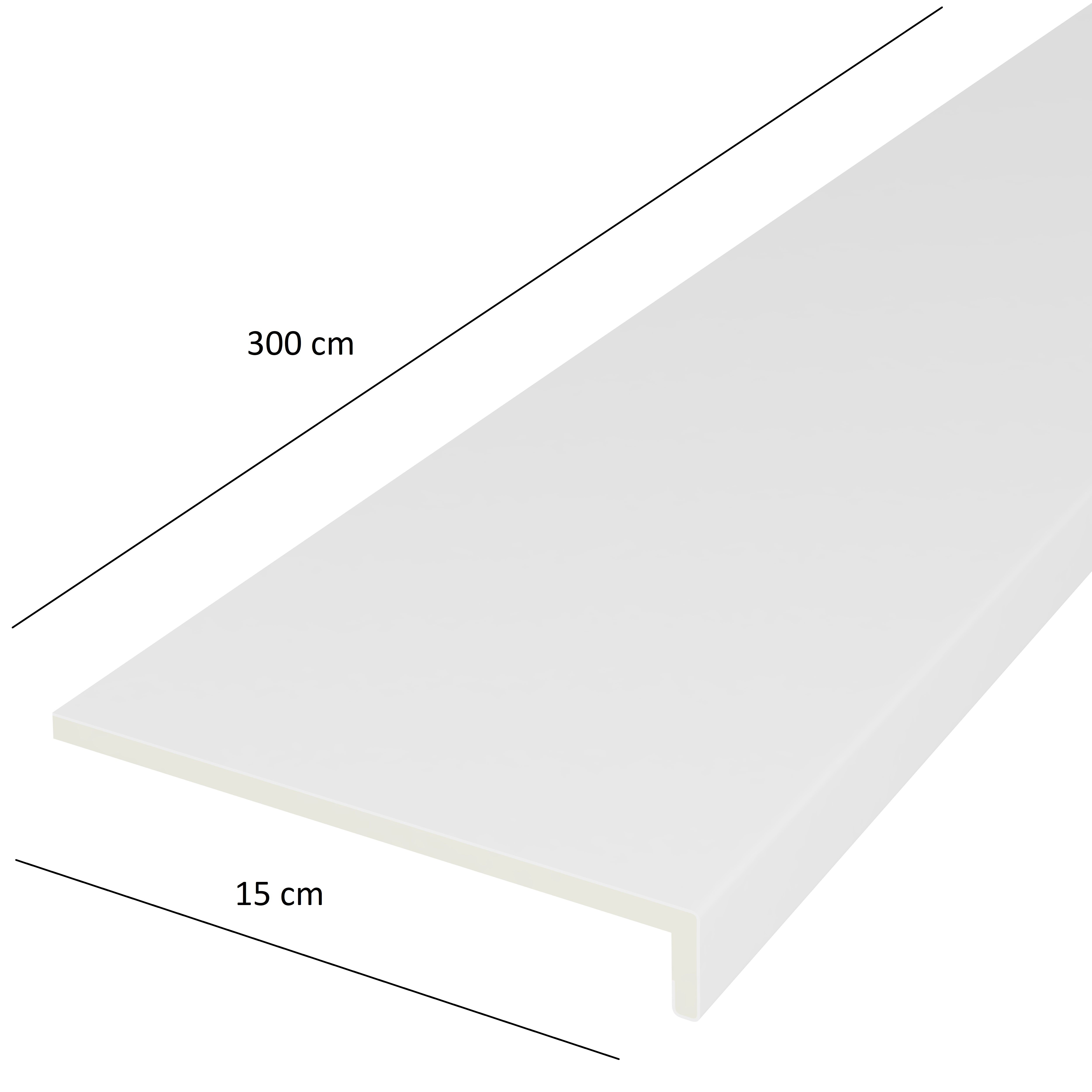 Glaf exterior VOX, PVC, 300 x 15 cm, alb