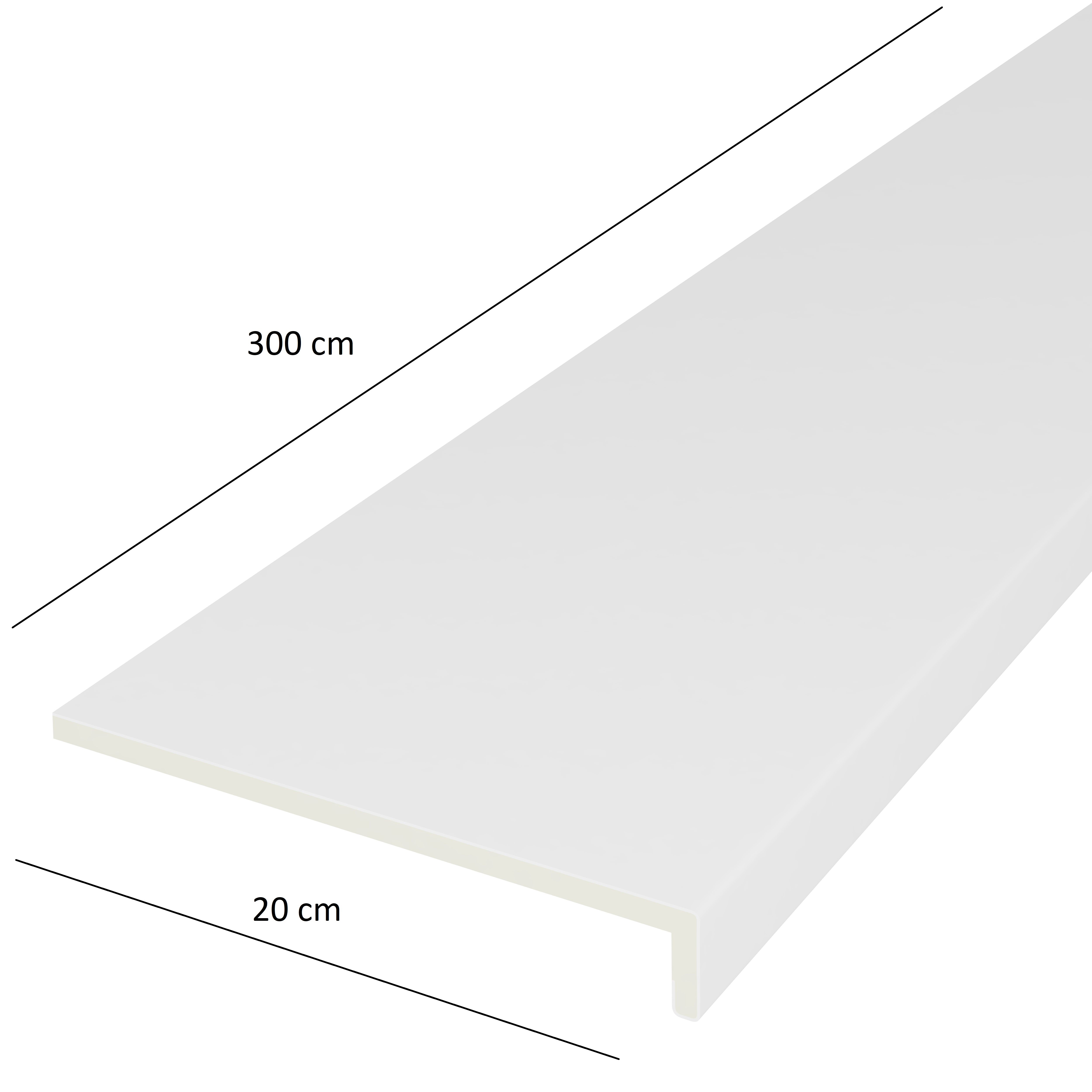 Glaf exterior VOX, PVC, 300 x 20 cm, alb