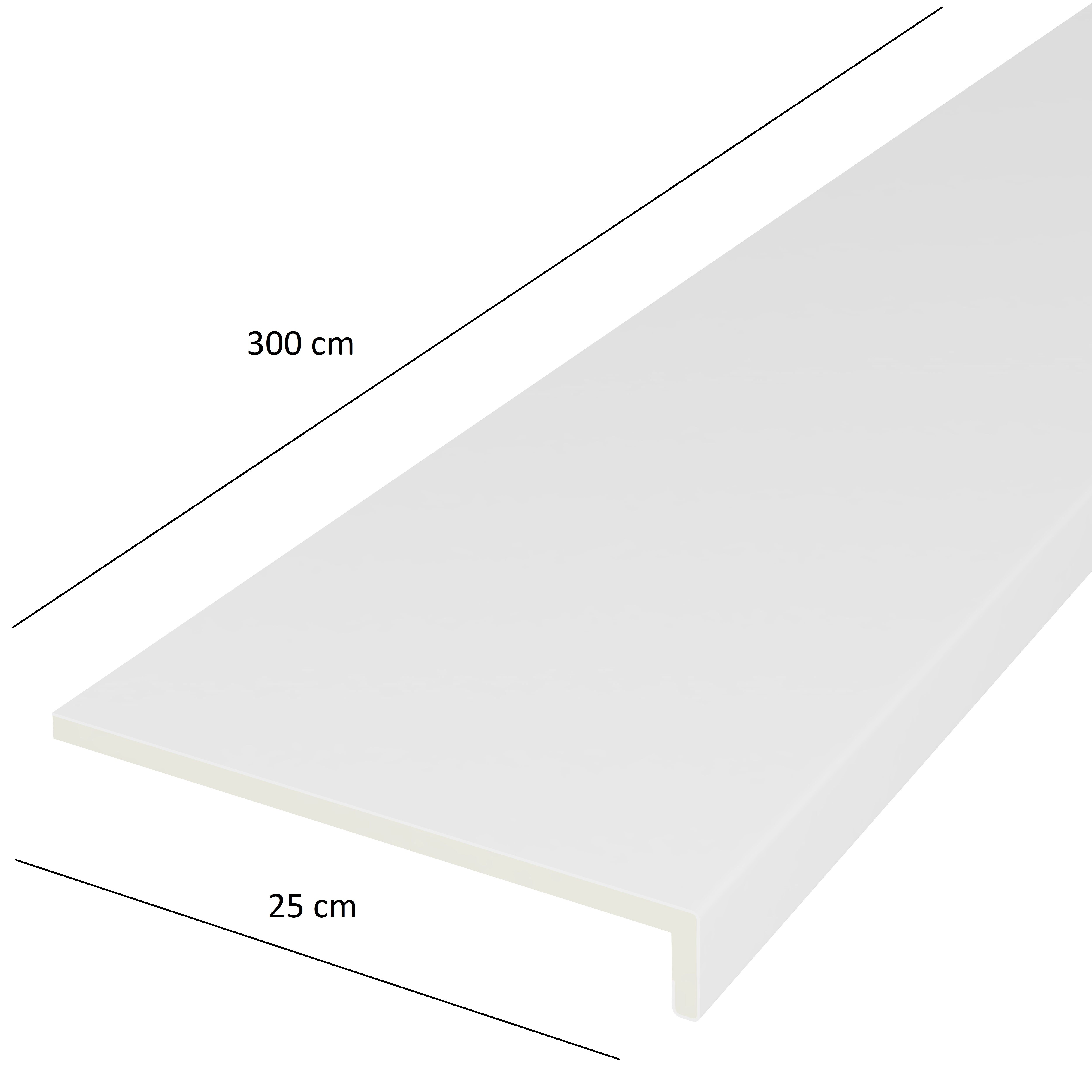 Glaf exterior VOX, PVC, 300 x 25 cm, alb