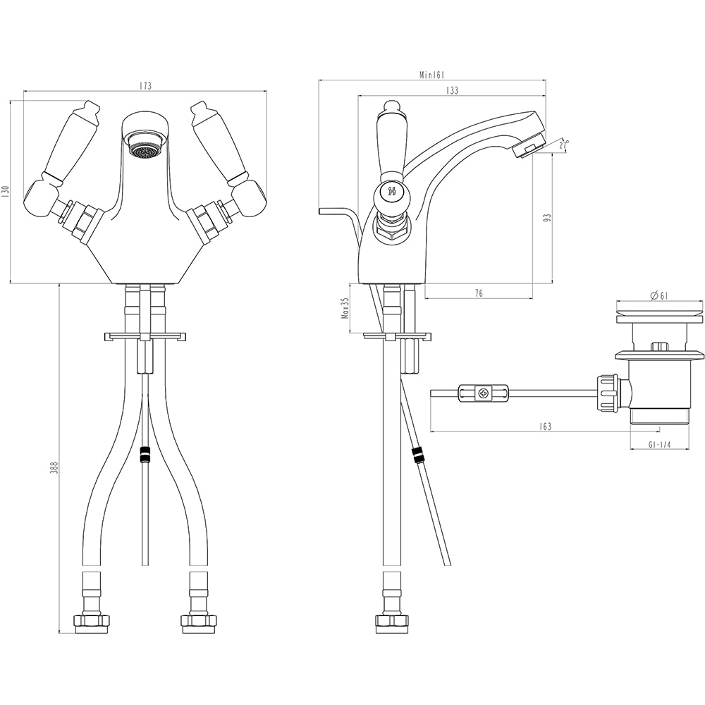Baterie lavoar GoodHome Brean, alama, argintiu