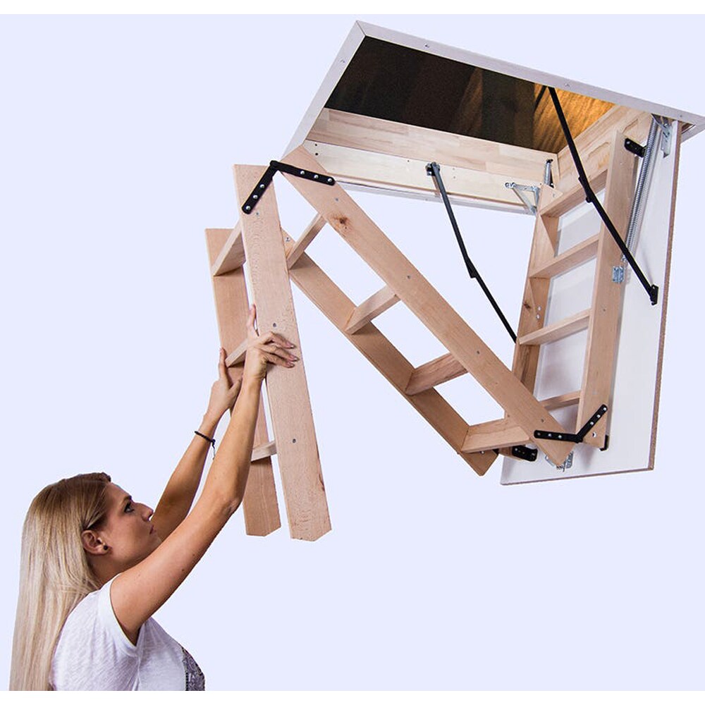 Scara mansarda, 110 x 80 x 280 cm, fag, maro