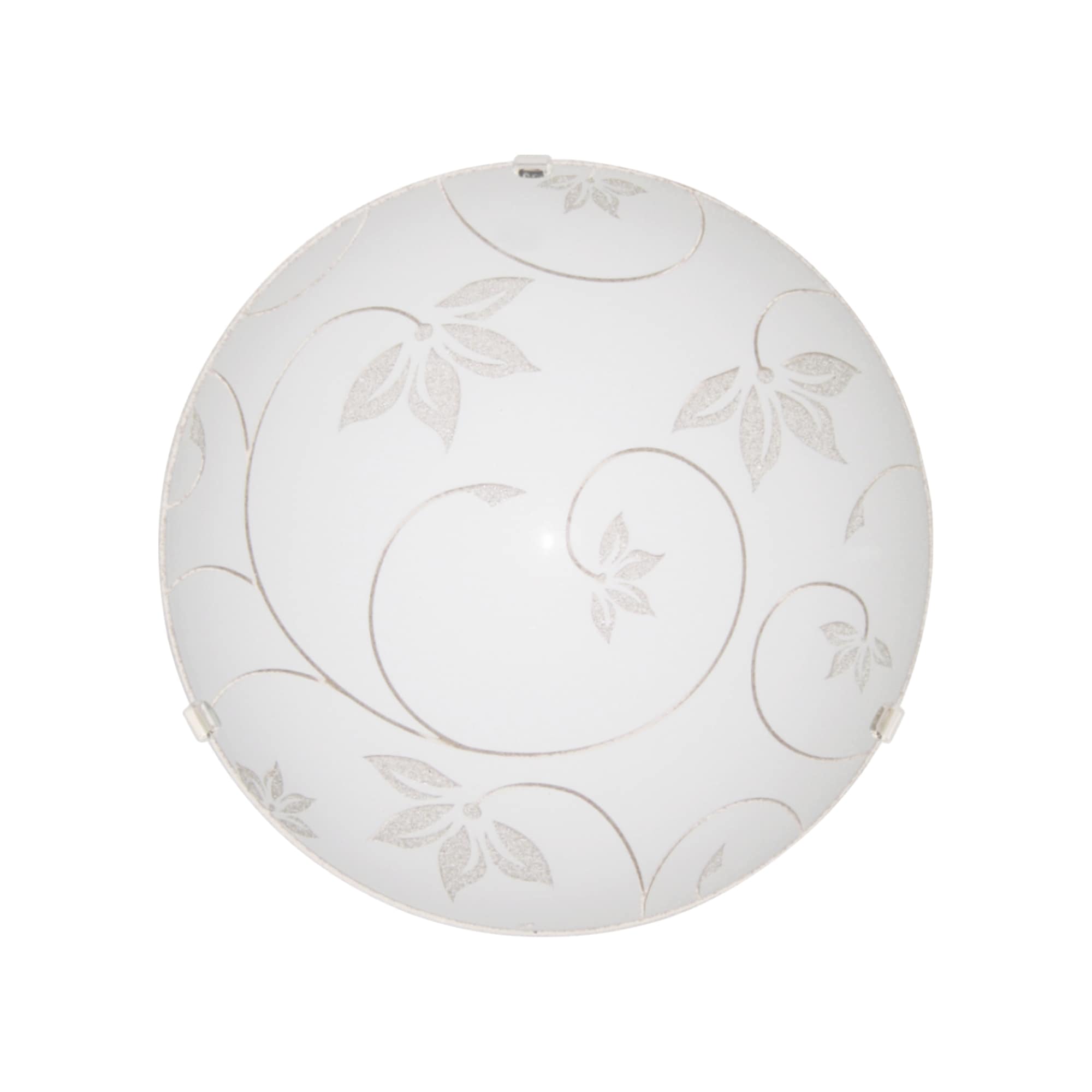 Plafoniera, 1 x E27, alb, metal si sticla, 30 cm    Klausen Leaf