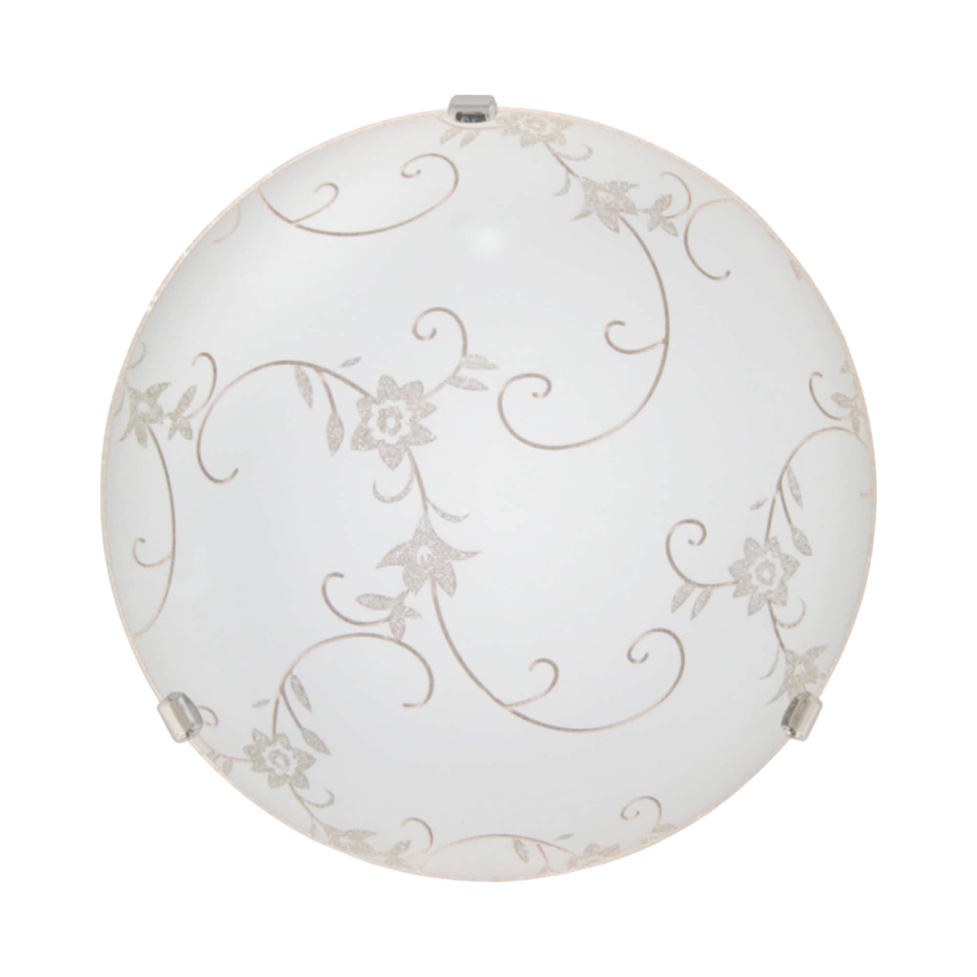 Plafoniera LED, E27, alb, metal si sticla, 30 cm    Klausen Floro