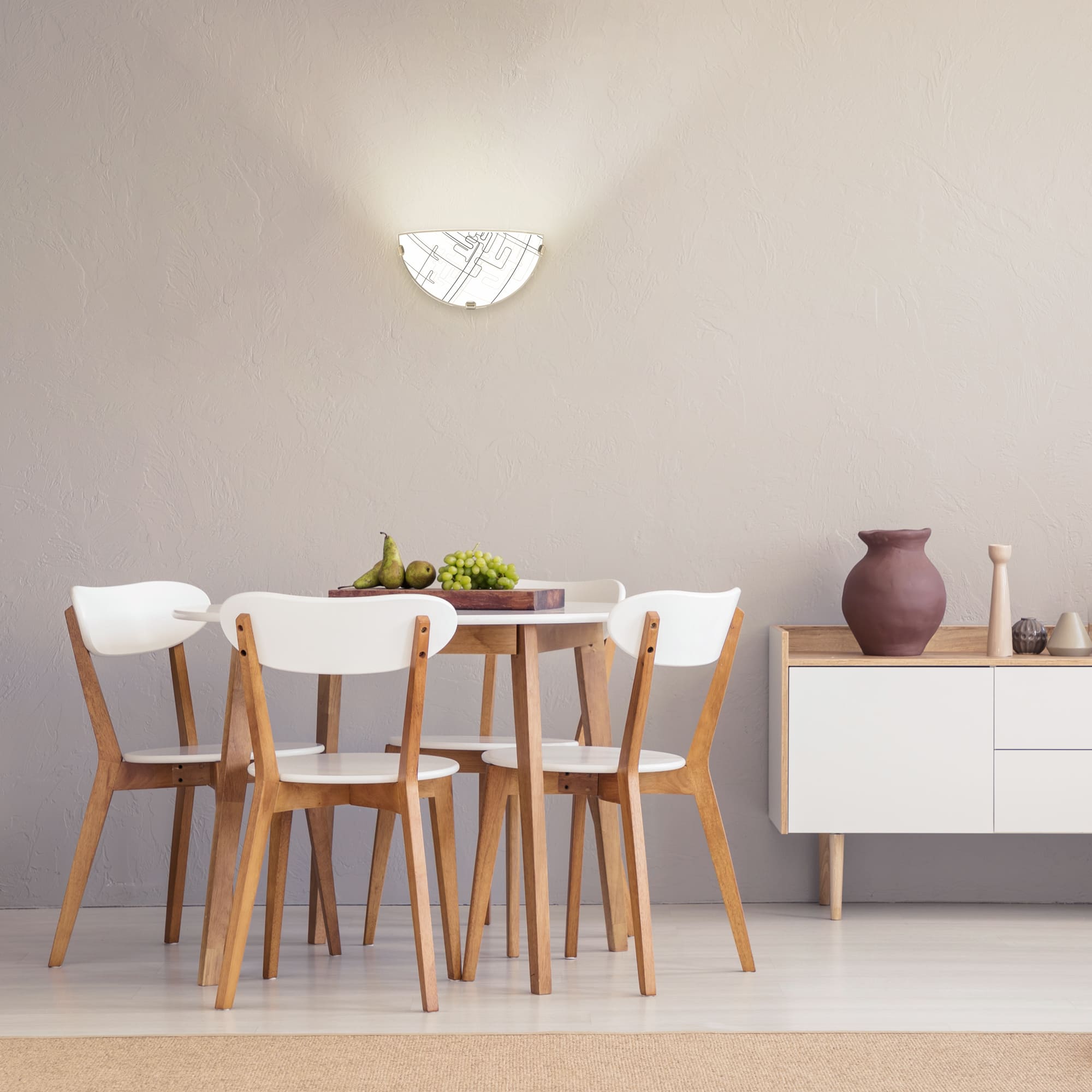 Aplica KLAUSEN Tetrix, 1 bec E27, 60W, IP20, alb cu model