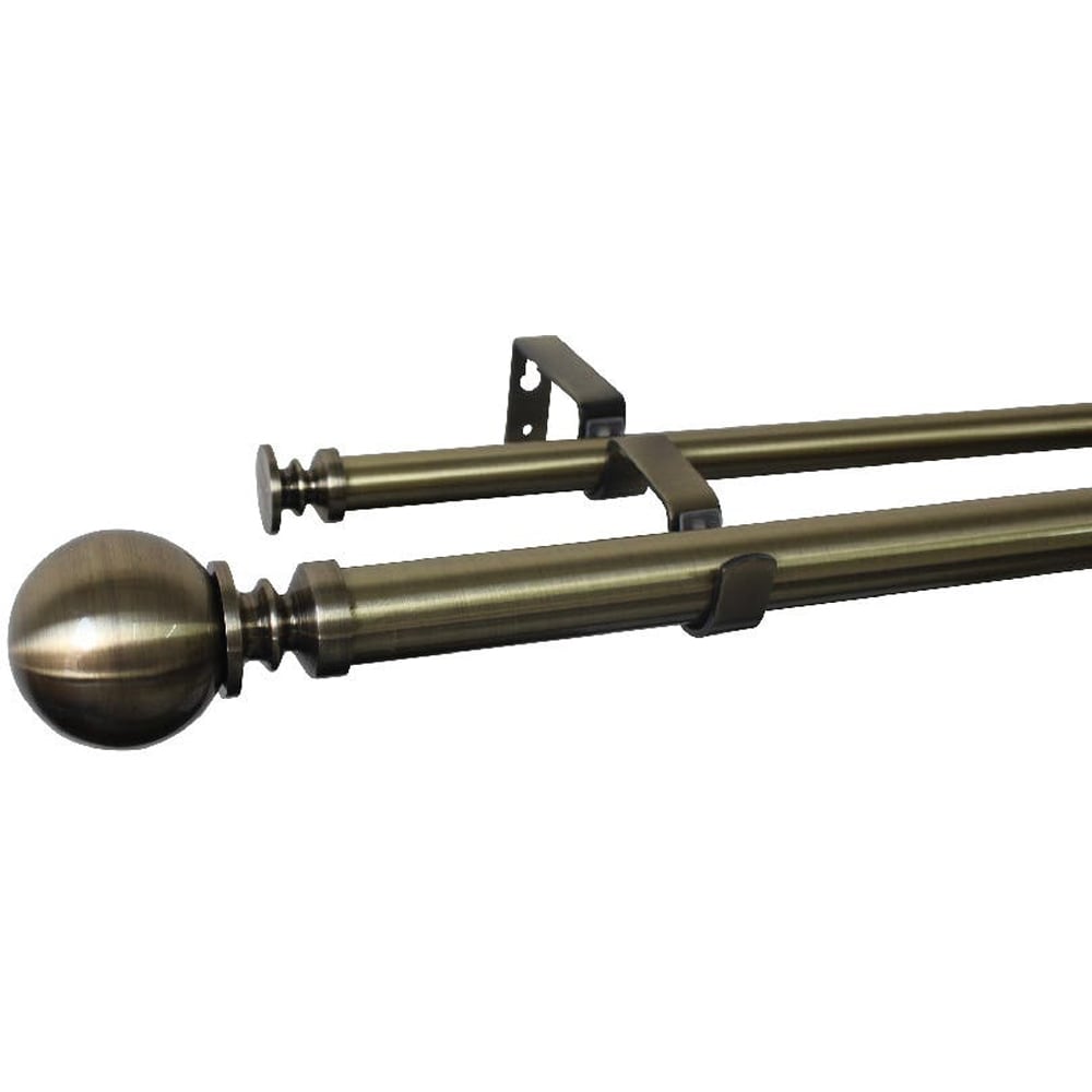 Set galerie dubla extensibila GoodHome Antiki, metal, 210/120 cm, diametru 28 mm, auriu