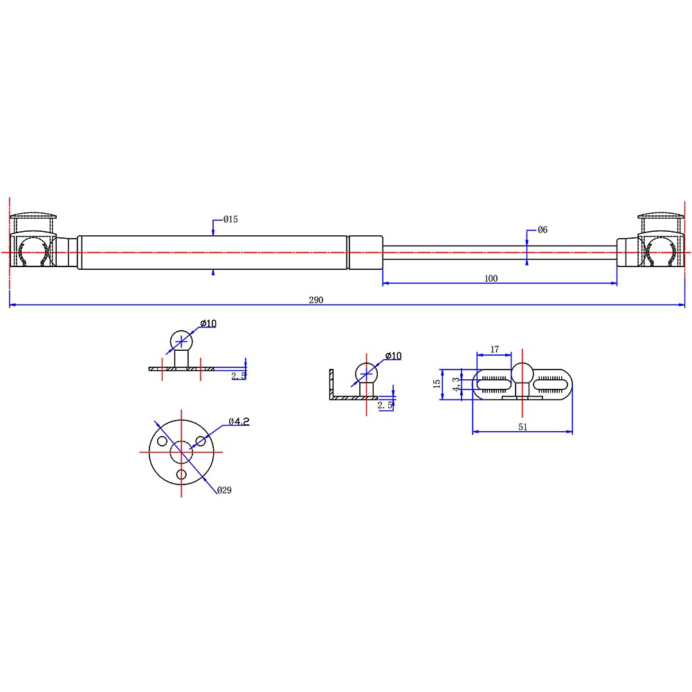 Piston deschidere verticala GOODHOME Enden, pentru usi 80-100 cm, 29 cm, argintiu