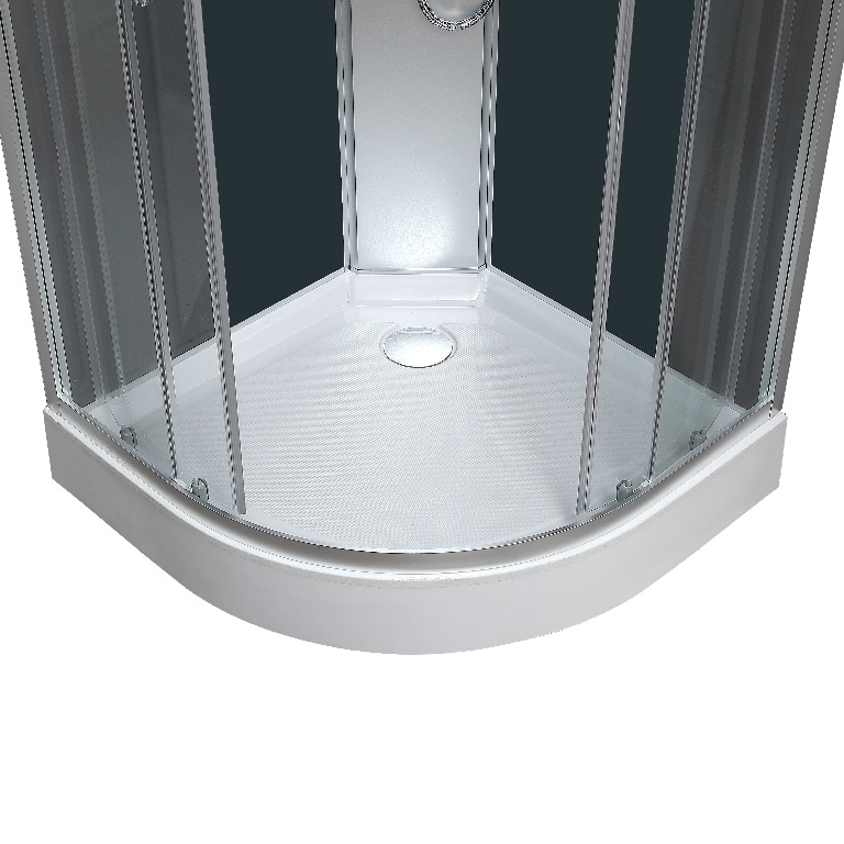 Cabina dus cu hidromasaj GoodHome Onega, semirotunda, 90 x 90 x 215 cm, sticla securizata 5mm, profil argintiu