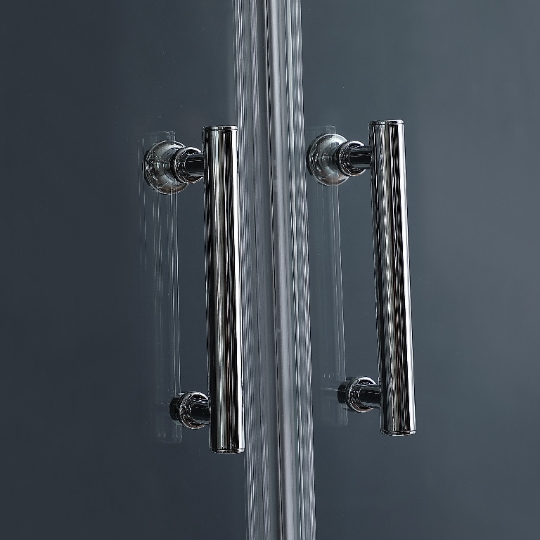 Cabina dus cu hidromasaj GoodHome Onega, semirotunda, 90 x 90 x 215 cm, sticla securizata 5mm, profil argintiu