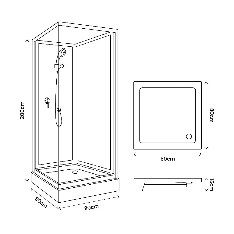 Cabina dus simpla, joasa, patrata, 80 x 80  cm  GoodHome Arkell