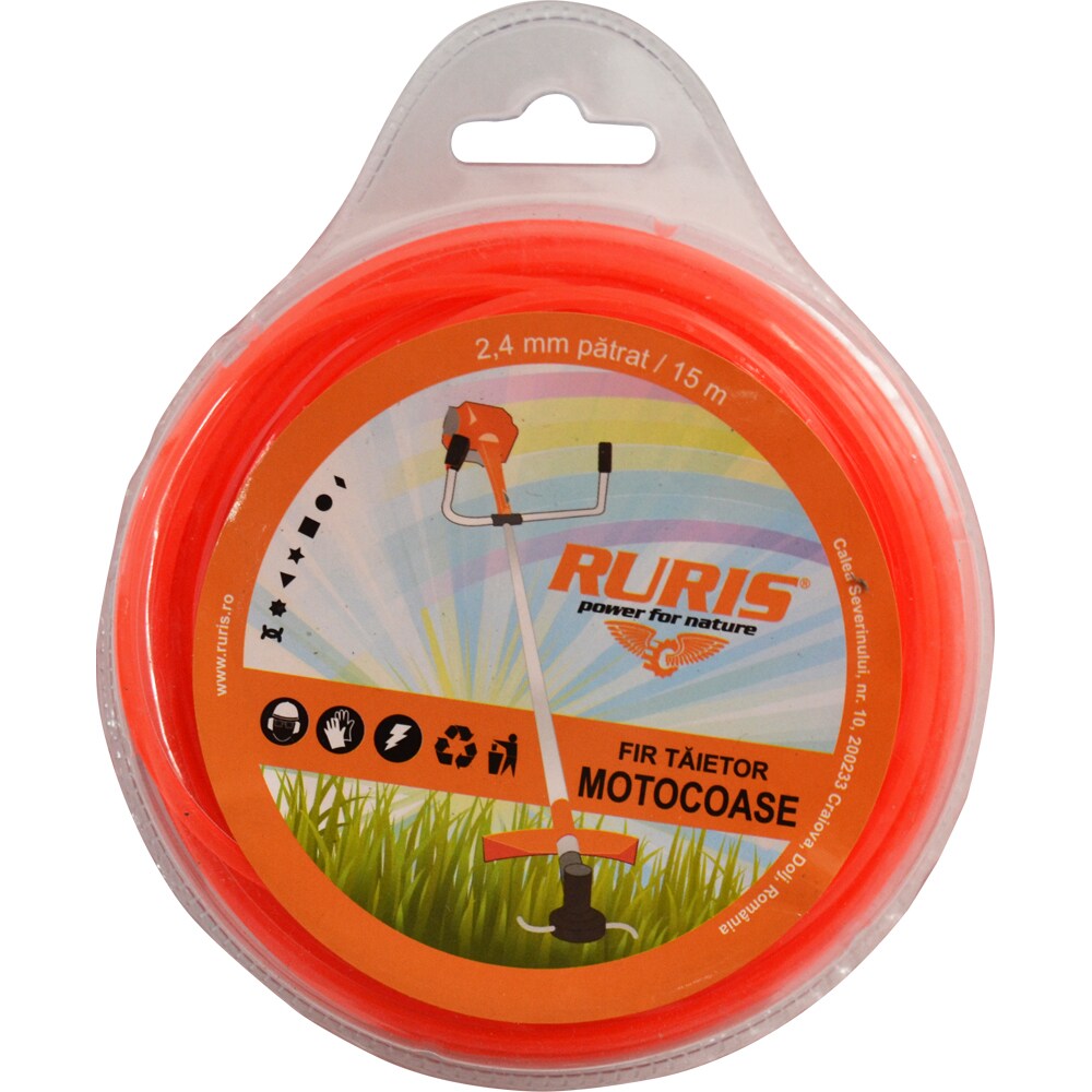 Fir trimmer Ruris, 2.4mm (patrat), 15m, portocaliu