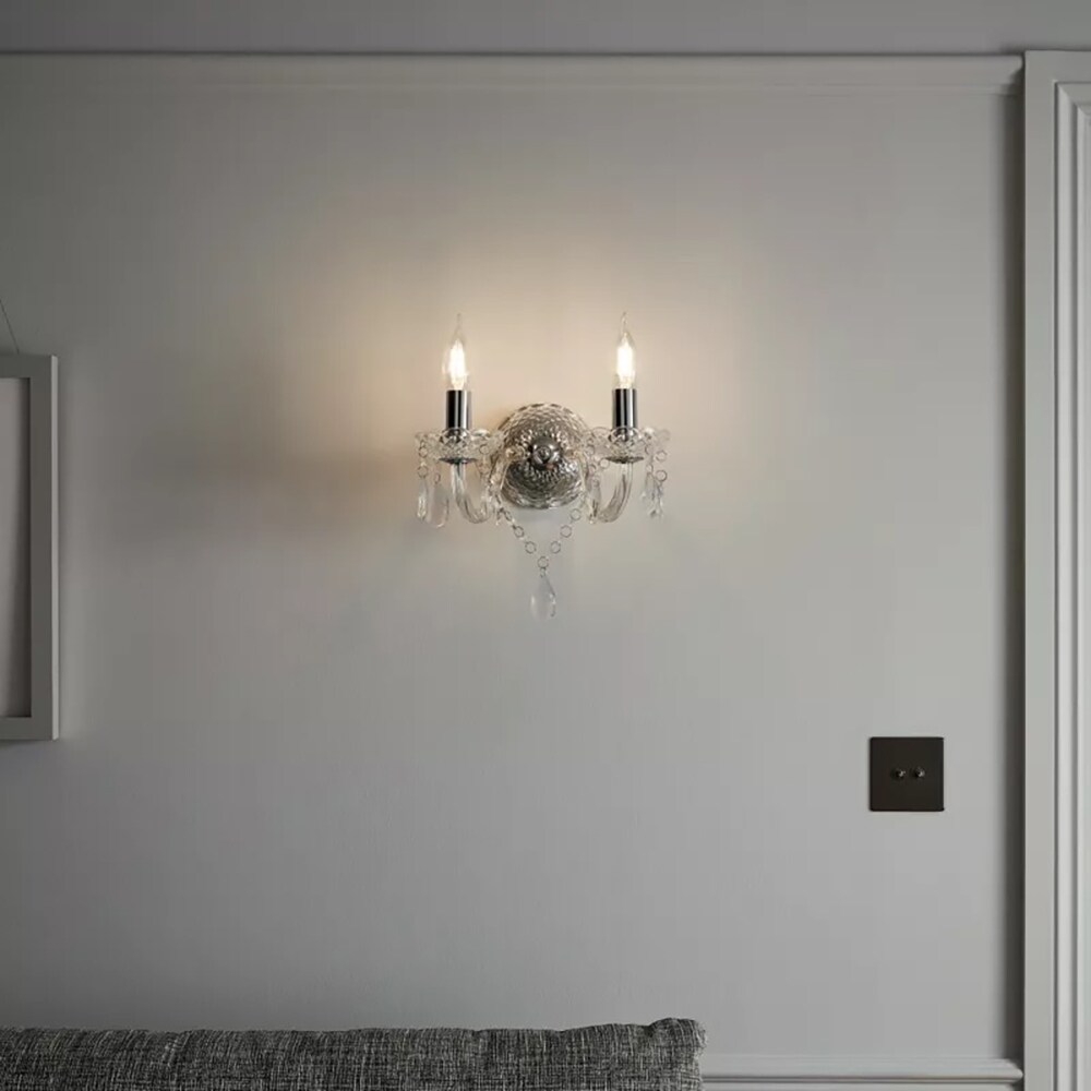 Aplica incandescenta Gacruz GOODHOME, 2 becuri E14, 2 x 40W, IP20, argintiu