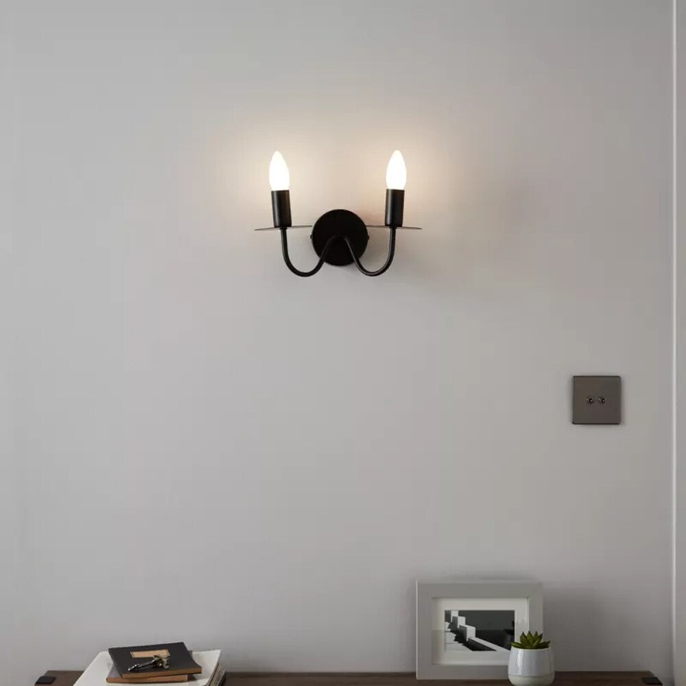 Aplica de perete Mashatu GoodHome, E14, LED compatibil, corp metalic, negru