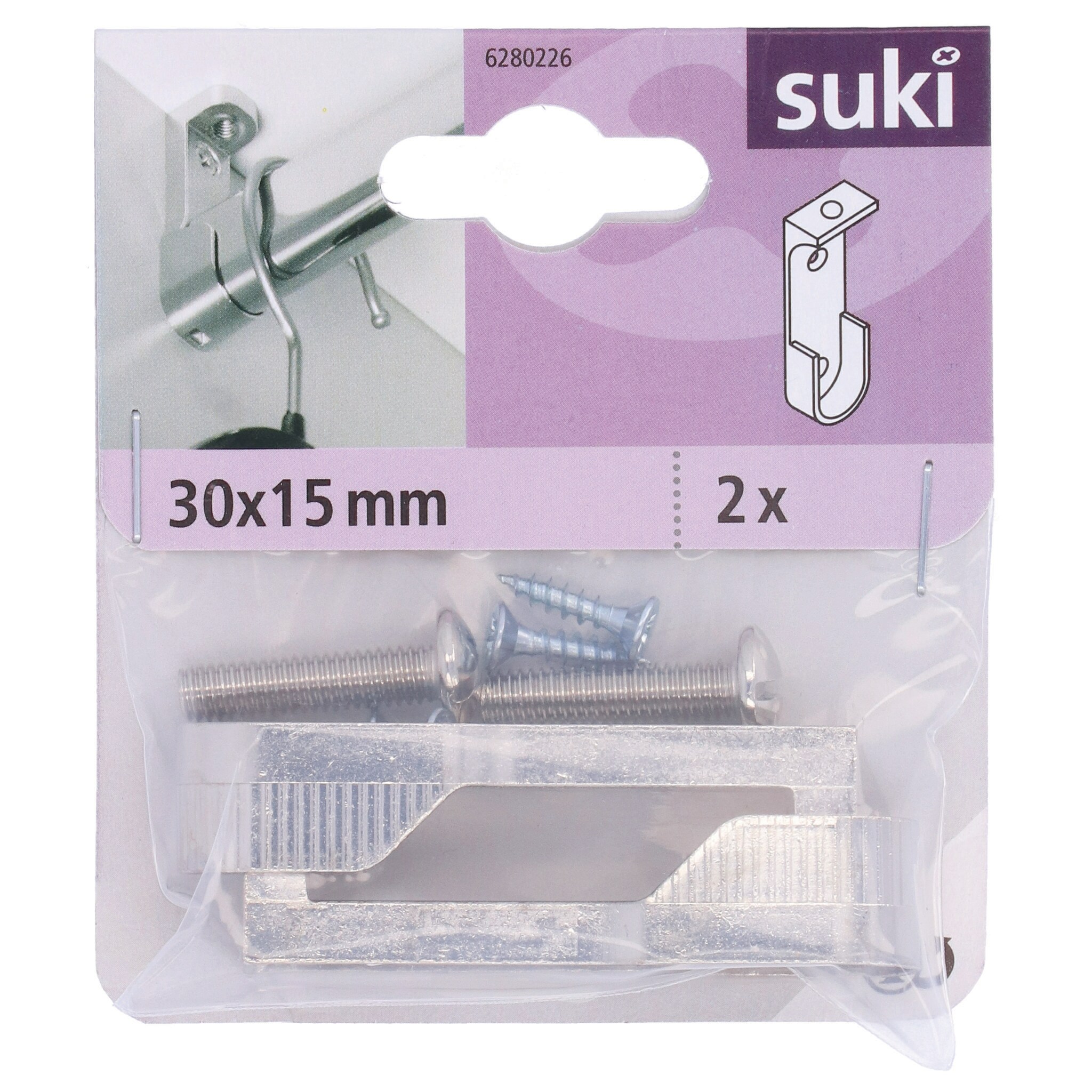 Suport Bara Dulap 30X15Mm M6 Nichel