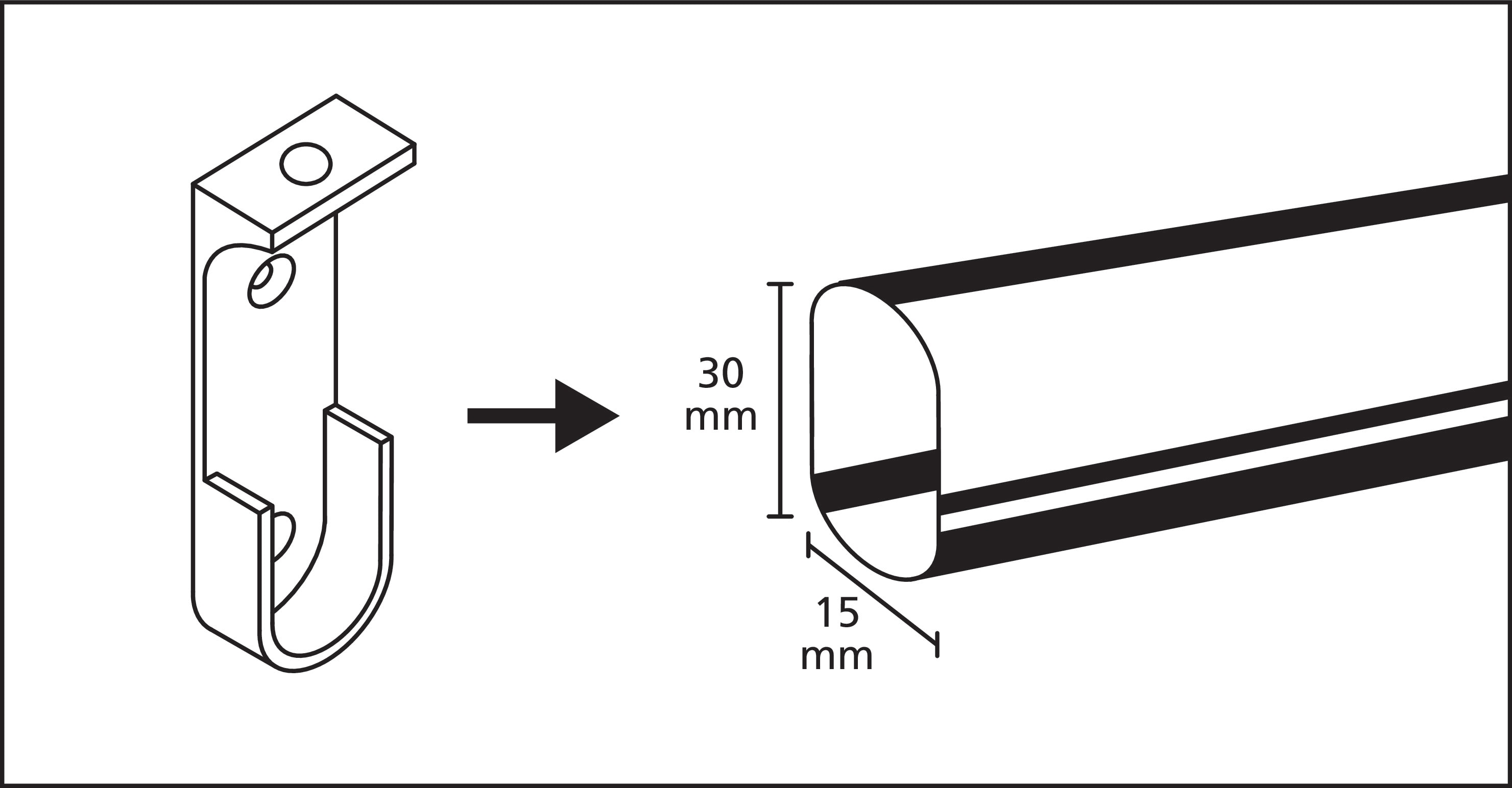 Suport Bara Dulap 30X15Mm M6 Nichel