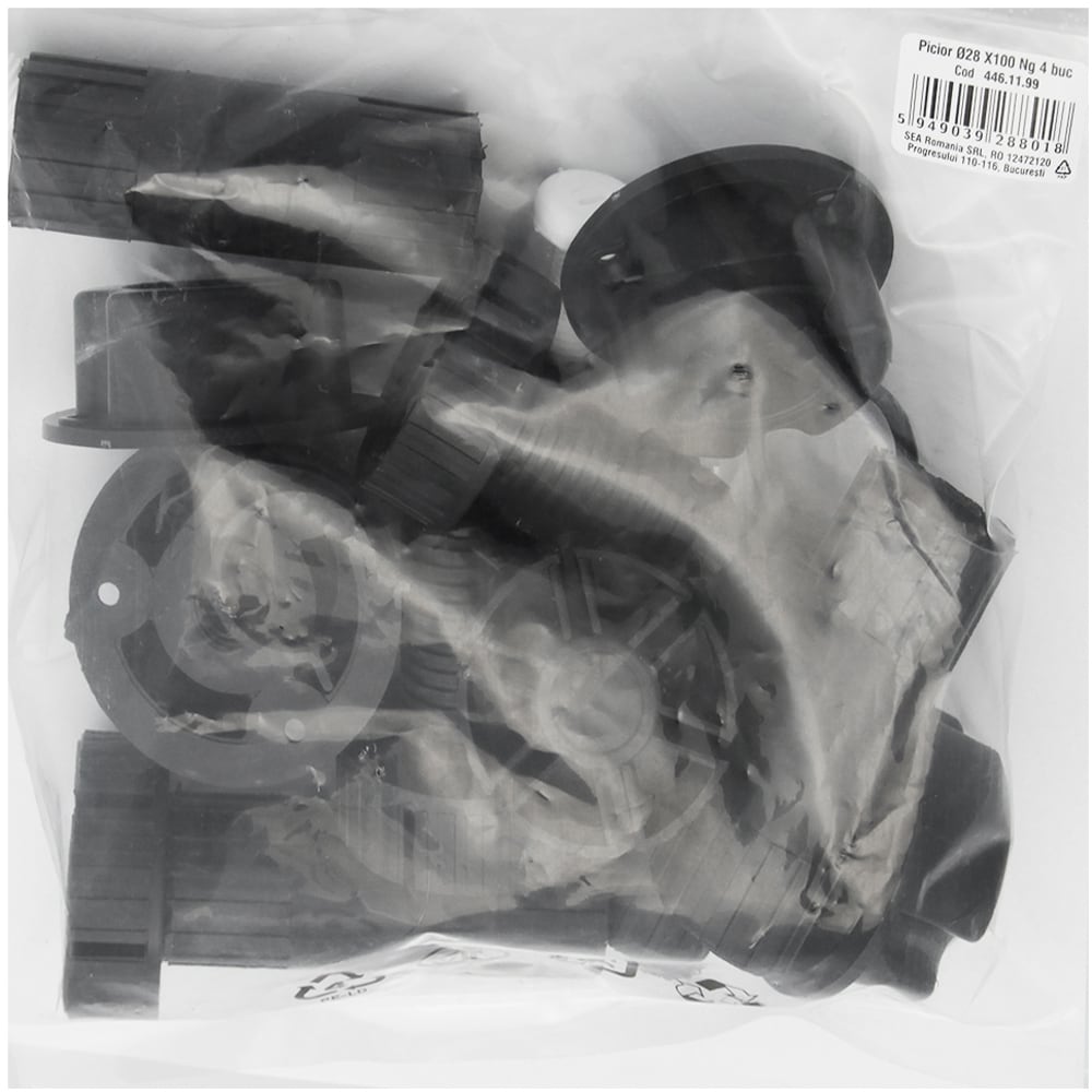 Picior plastic baza mare mobilier, 28x100 mm, negru, set 4 bucati