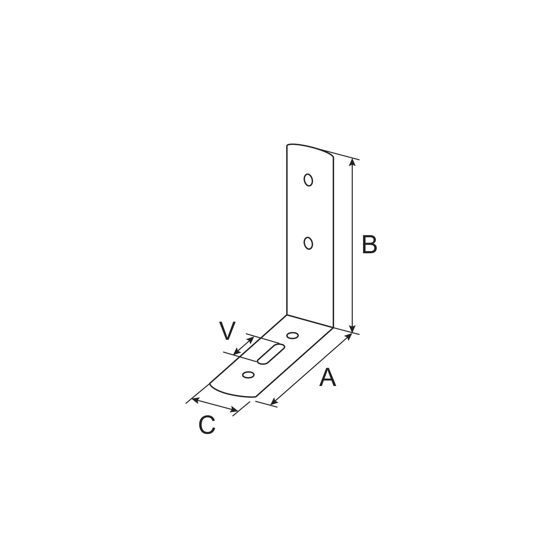 Coltar adjustabil SUKI, 80 x 65 x 20 mm, zincat alb