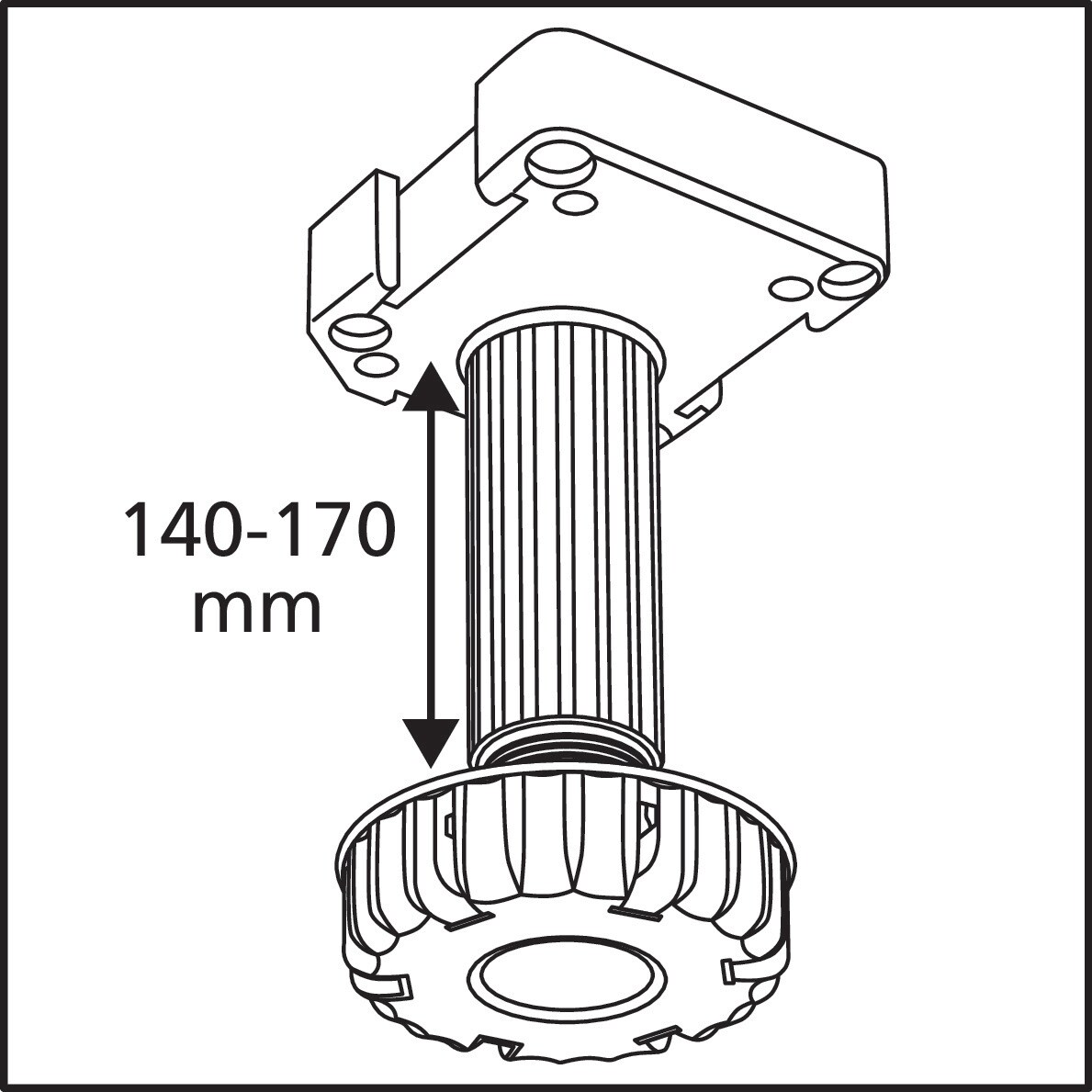 Picior mobilier reglabil, plastic, 14 x 17 cm, negru