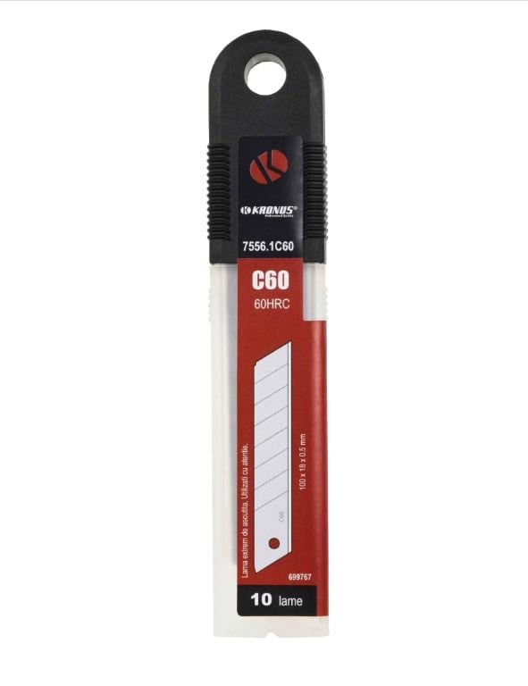 Set 10 lame pentru cutter Kronus, otel carbon C60, 18 x 100 mm